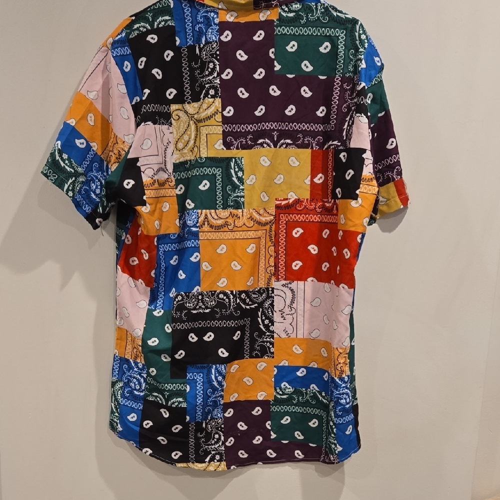 Multicolor Patchwork Men's Shirt - Picture 2 of 3